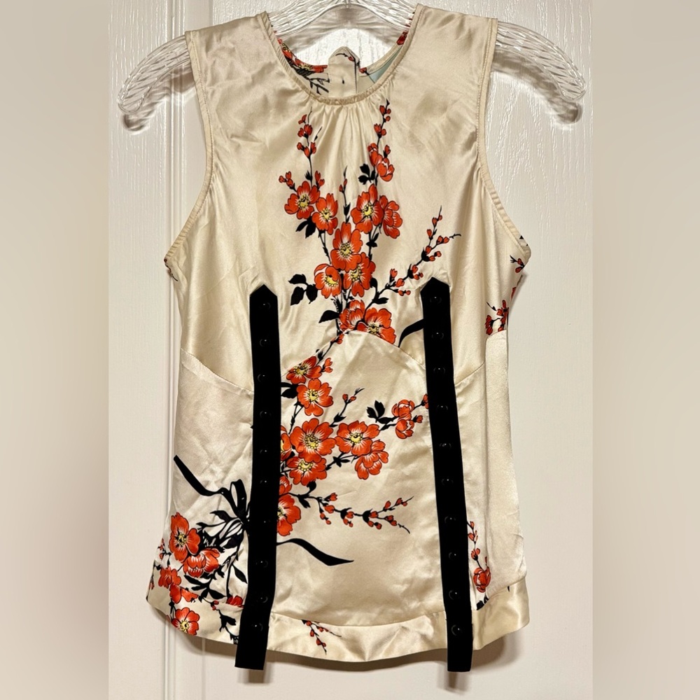 Anthropologie Tracy Reese Floral Silk Sleeveless Blouse